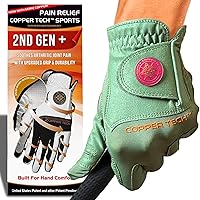 Vista 10 de Copper Tech Plus Ladies Golf Gloves Women (2nd Gen) Copper Compression Joint Support with Flexible & Comfortable Fit Tacky Silicone Pad