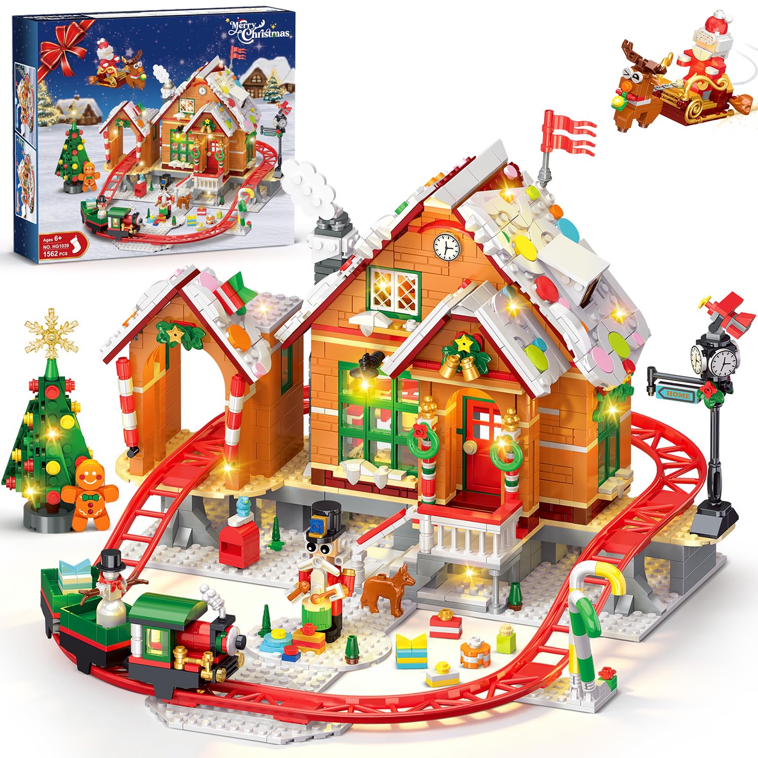 2026 Christmas Gingerbread House Roller Coaster Building Set with Light