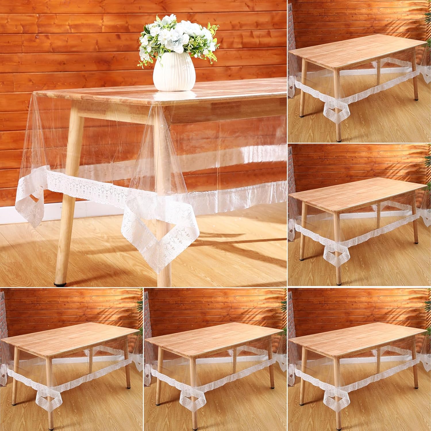 Amazon.com: Kinlop 6 Pcs Clear Table Protector Clear Vinyl Tablecloth ...