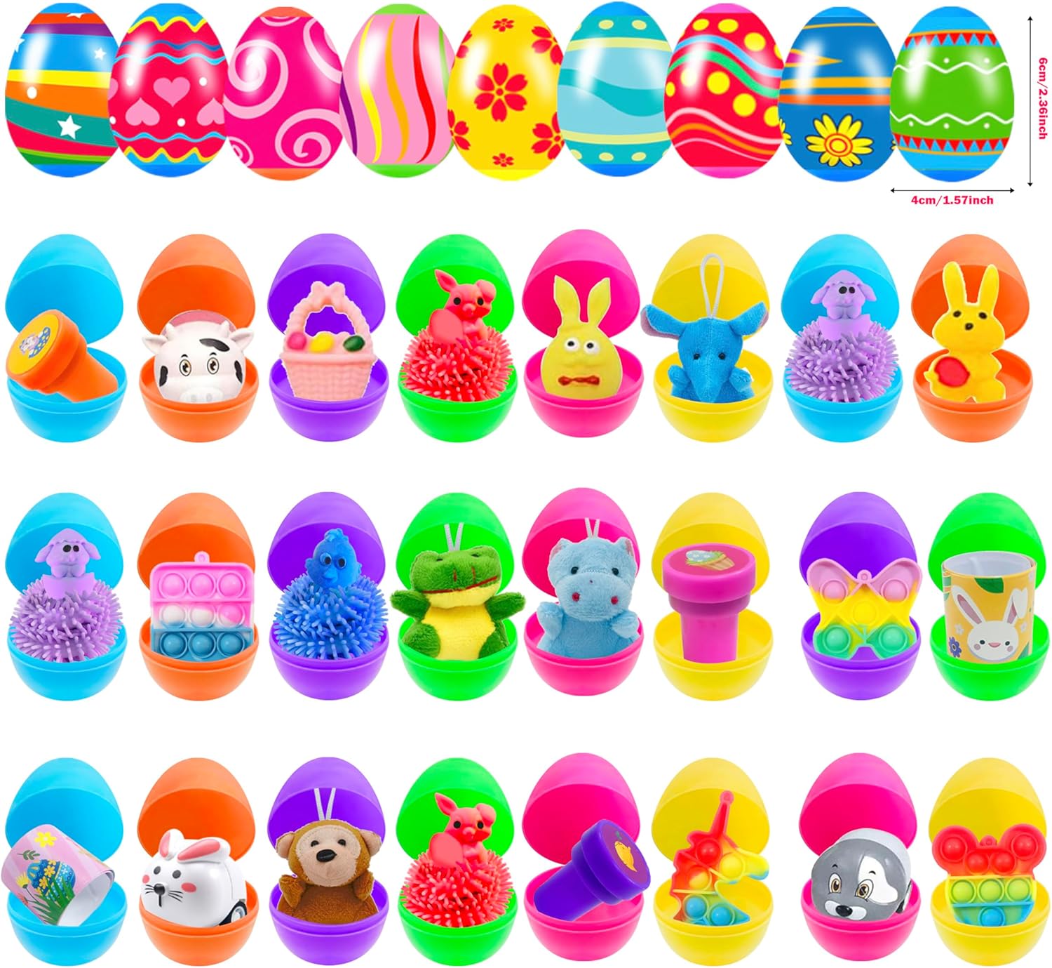 32 Pack Prefilled Easter Eggs with Fidget Toys, Bright Colorful Easter Eggs Prefilled with Variety Easter Stress Toys Great for Kids Toddler Easter Basket Stuffers Party Favors Gifts - Image 2