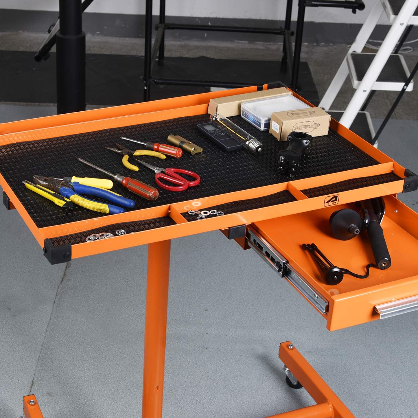 Eisen® ES8 Heavy Duty Adjustable Work Table with Drawers, Rolling Tool Tray with Wheels of 220lbs Capacity