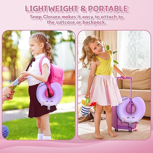 Miniatura 7 de Almohada de cuello para niños para viajar, almohada de viaje para niños con máscara de ojos, esenciales de viaje para niños pequeños para viaje por