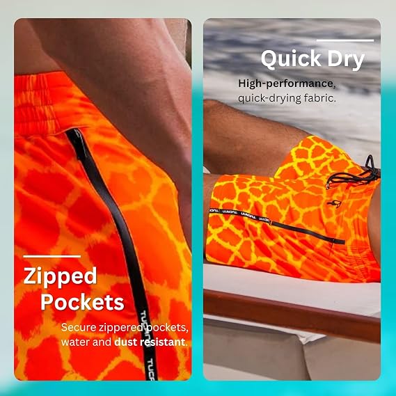 Tucann Men's Trunks 3 Compression Liner Quick Dry Chlorine Resistant