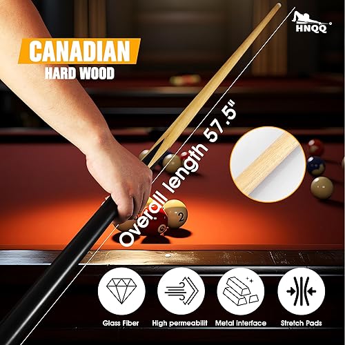 Miniatura 4 de palo de taco de billar de una pieza de 58 pulgadas con punta de cuero de 13 mm, taco de billar profesional para adultos, juego de 46, color
