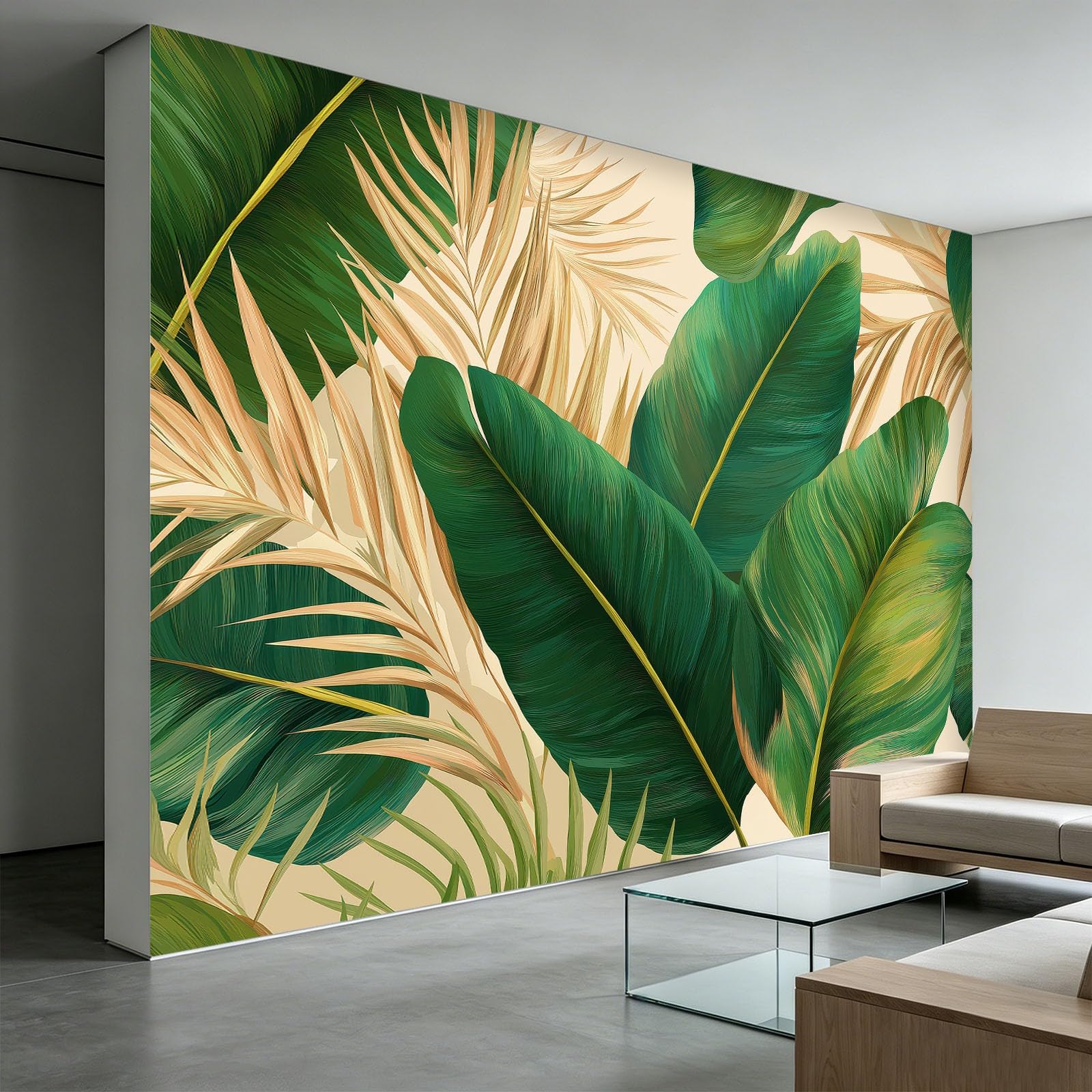 Egzotyczne liście bananowca, liście palmowe, włóknina, fototapeta dla chłopców i dziewczynek, 200 x 140 cm, tapeta do pokoju dziecięcego, salonu, tapeta na flizelinie, tapeta ścienna, efekt 3D