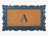 Vista 9 de A1HC - Felpudo con monograma de goma natural y fibra de coco de 24 x 36 pulgadas para puerta delantera, antidesprendimiento, duradero, para entrada