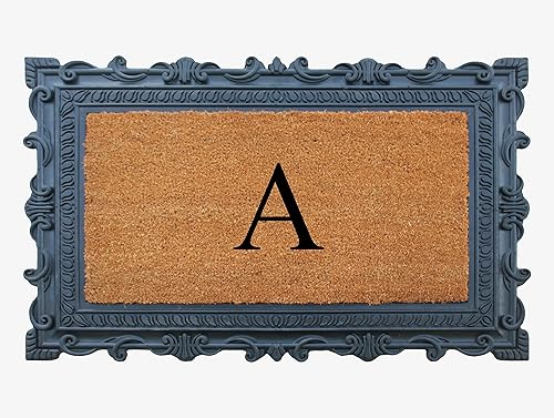 Miniatura 9 de A1HC - Felpudo con monograma de goma natural y fibra de coco de 24 x 36 pulgadas para puerta delantera, antidesprendimiento, duradero, para entrada