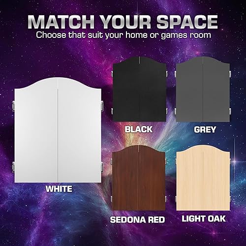 Miniatura 9 de Mission Darts Gabinete de madera de lujo resistente de la diana, blanco, (CAB011)