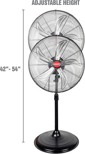 Miniatura 3 de OEMTOOLS OEM24871 - Ventilador de pedestal oscilante de 20 pulgadas, altura ajustable para garaje, tienda, gimnasio, almacén de flujo de aire de