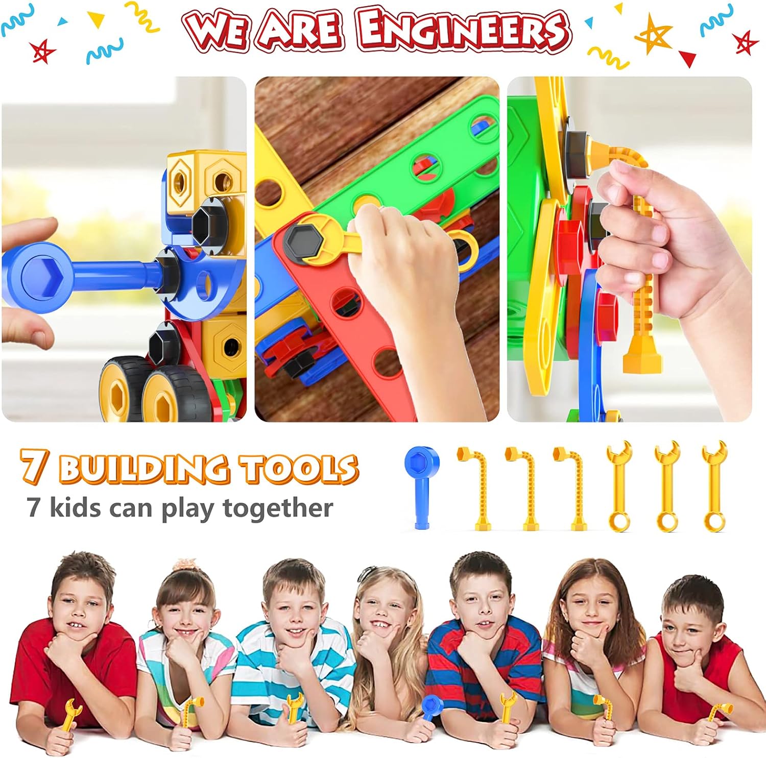 Jasonwell STEM Toys Building Blocks - 116PCS Educational Construction Tiles Set Engineering Kit Creative Activities Games Learning Gift for Toddlers Kids Ages 3 4 5 6 7 8 9 10 Year Old Boys Girls : Toys & Games