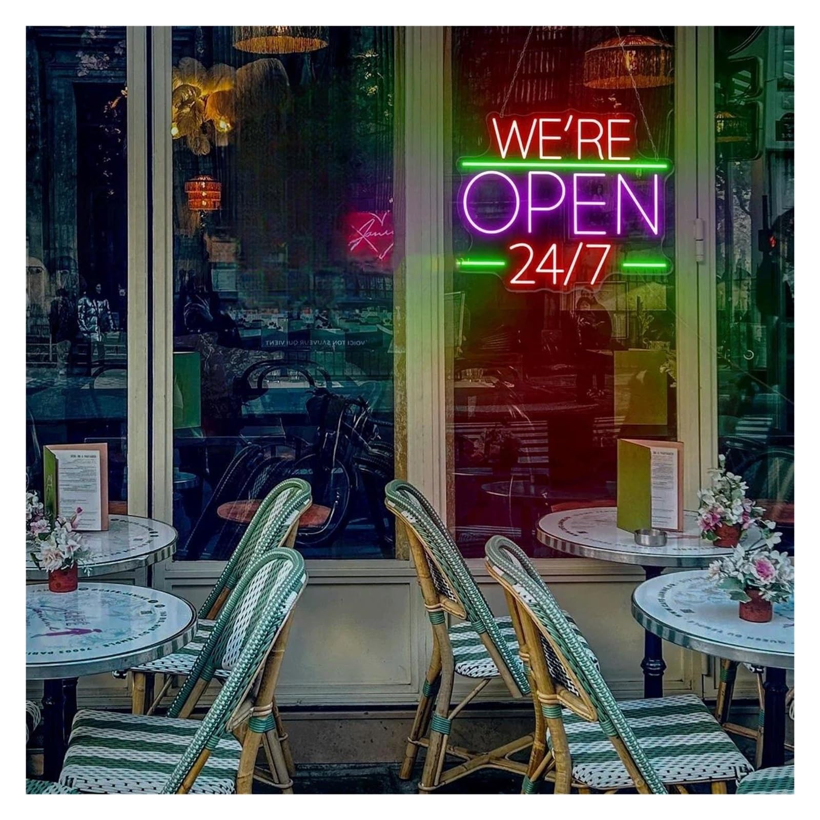Shouxi C Sign Lamp We're Open 24/7" Neon Sign, Open Welcome Sign Window Open Sign, Shop Open Wall Art Restaurant Business Open Sign 35Cm/40Cm/50Cm(,35Cm)