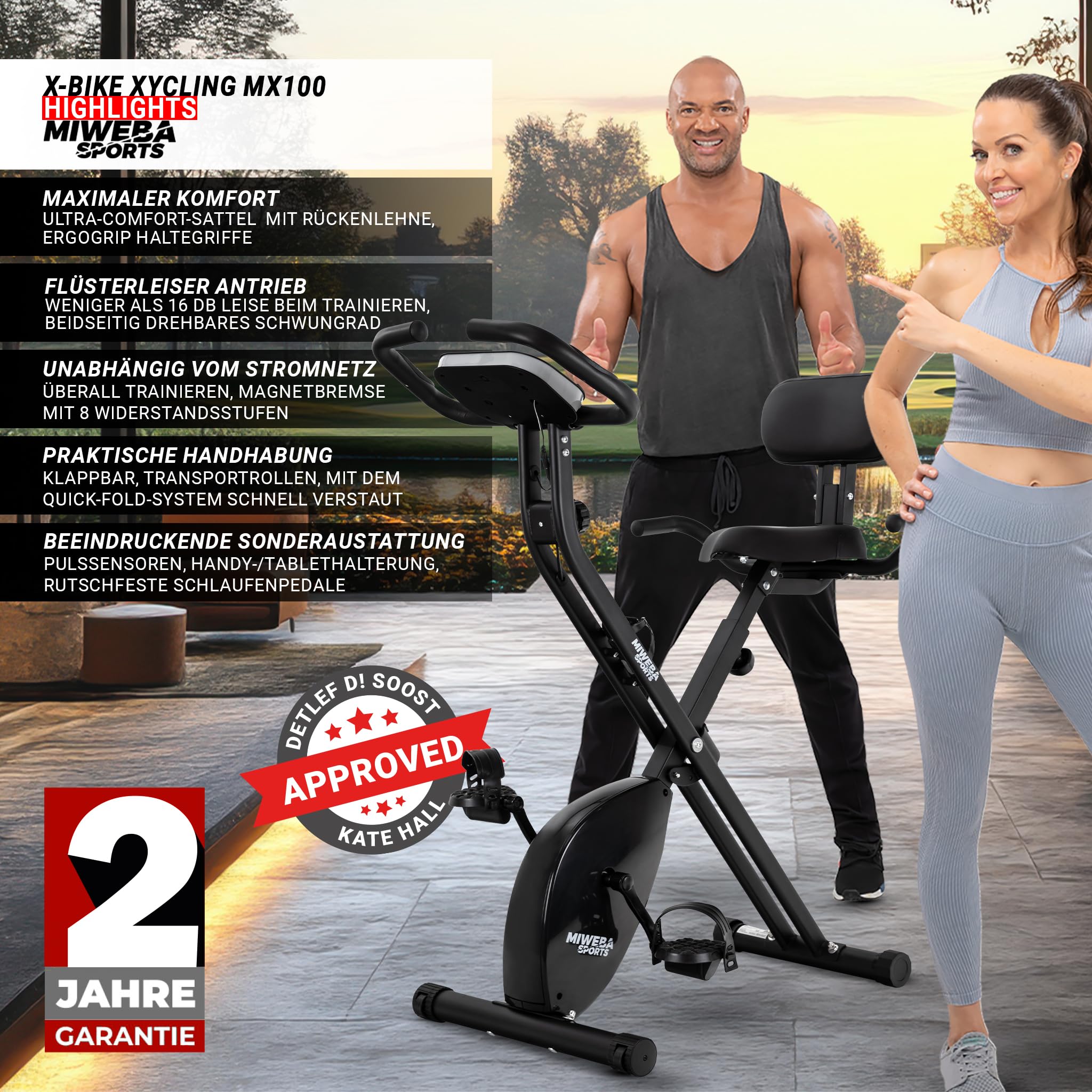 Miweba Sports Heimtrainer Fahrrad klappbar | Hometrainer leise bis 150 kg mit Komfort-Sattel | Ergometer Pedaltrainer Beintrainer Fitnessbikes Indoor Bike Home Trainer Fitness Fahrrad für Zuhause