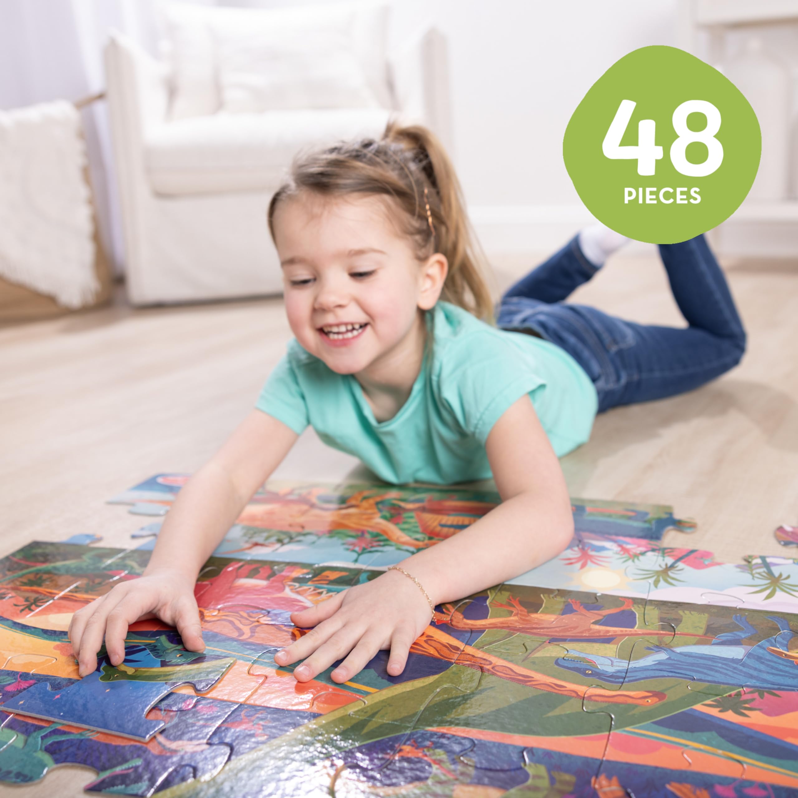 Melissa & Doug Dinosaurier-Bodenpuzzle, 48 Teile