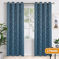 Vista 346 de BGment Room Darkening Curtains 95 Inches Long, Grommet Thermal Insulated Blackout Curtains with Wave Line and Dots Printed for Bedroom, 2 Panels