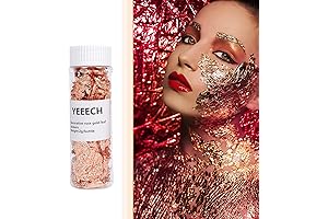 Glamorous Rose Gold Nail Art with Imitation Foil Flakes