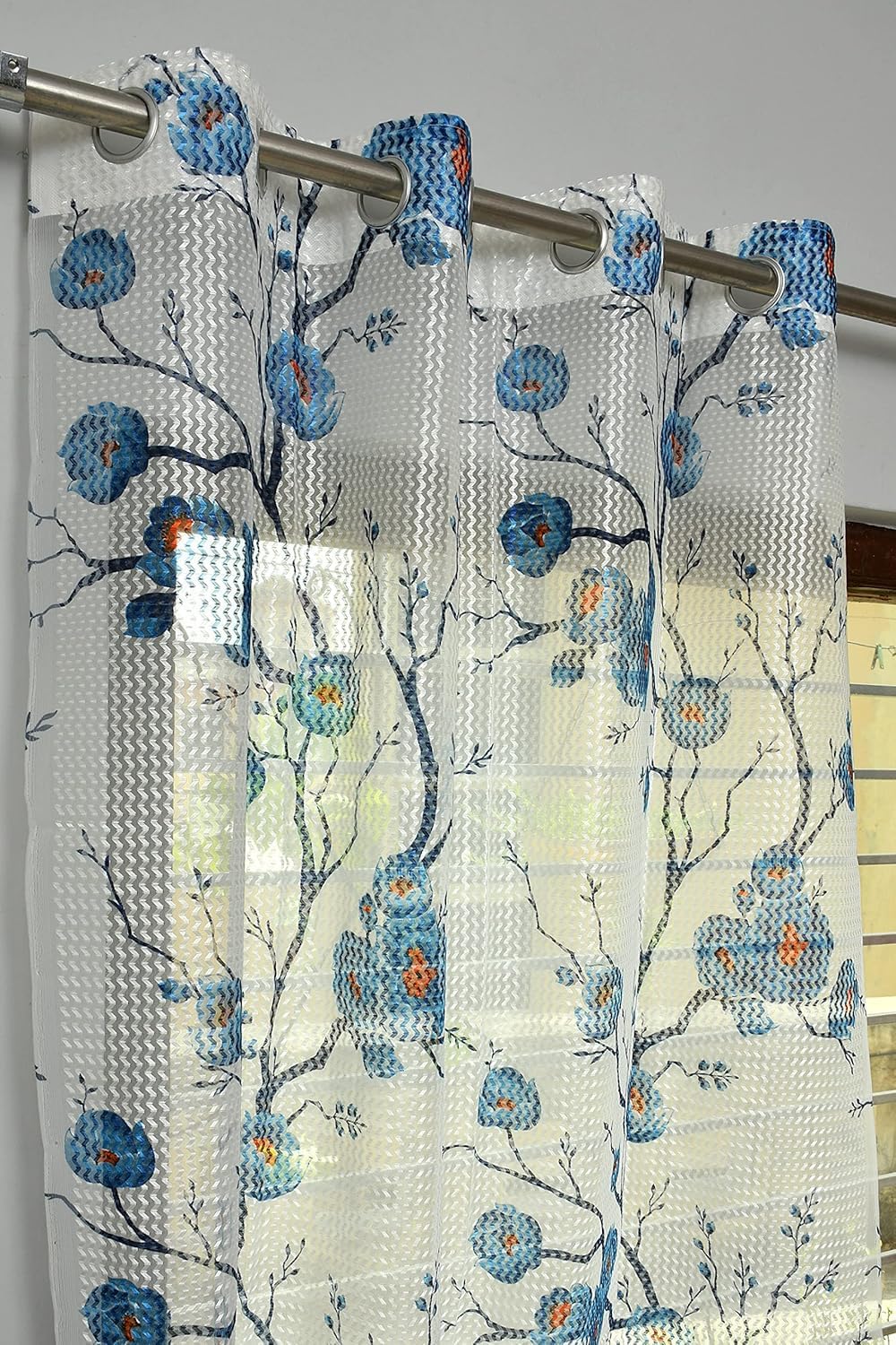 Curtains 7 Feet Long for Living Room – Transparent Door Net Curtain Set of 1 Pcs Panel, Stylish Parda for Home Décor & Office Aqua Colour -7 feet (48 x 84 cm) - 1 Pcs-image-47
