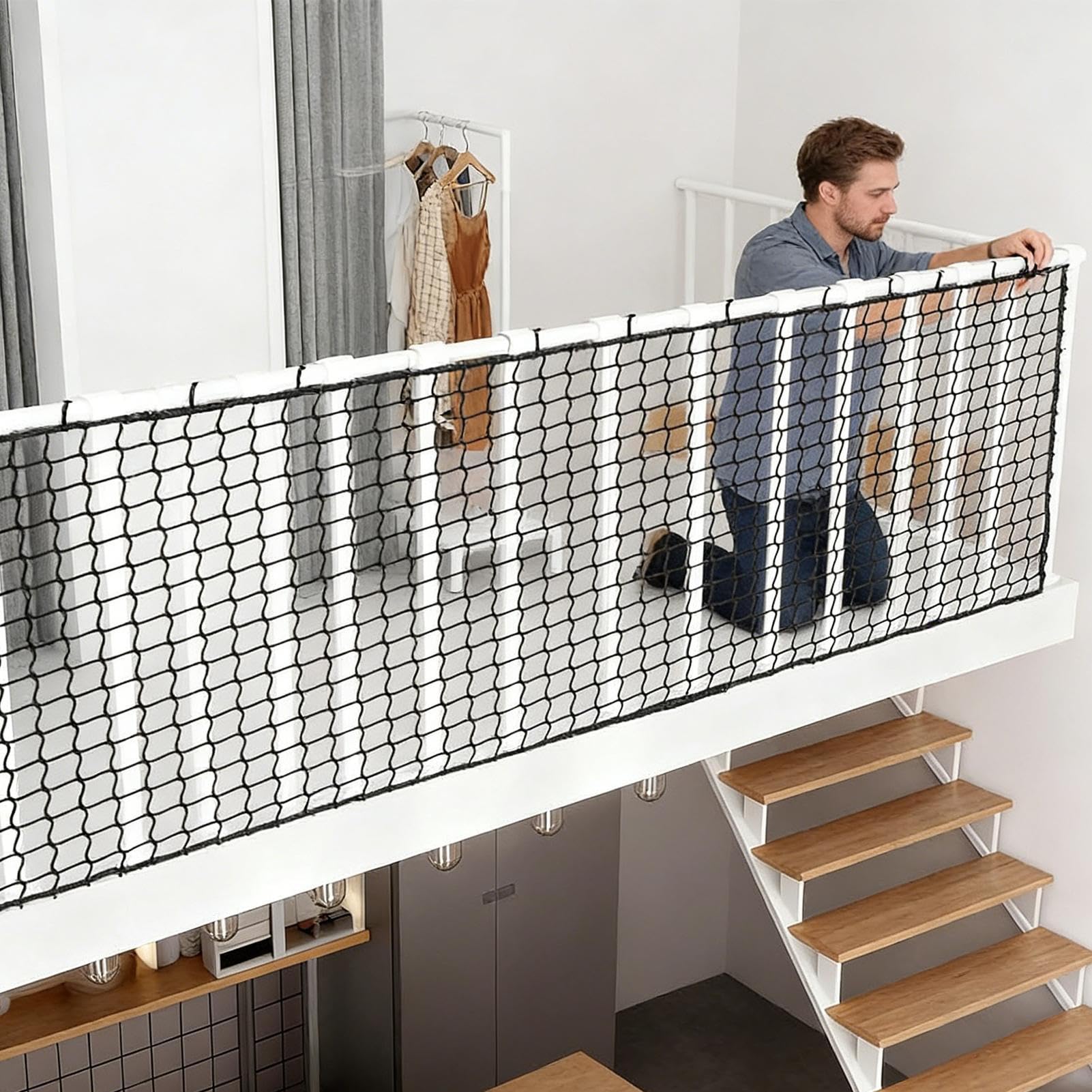 Red de Seguridad para Balcones y Niños Barrera de Malla para Barandilla | Red de Seguridad Infantil para Escaleras para Niños, Mascotas, Apartamento, Escalera, Parque Infantil, Barandilla de Balcó