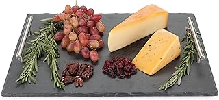 True Fete Slate Cheese Board and Chalk Set, Natural Slate with Velvet Backing, 15.75" by 11.75", Cheese Service, Entertaining Gift Set