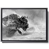 3D Art Prints, 3D Wall Art Decor, Bison in Snow, Captivating Wildlife Photography Art Print for Rustic Decor and Cabin Wall Art Bison Yellowstone Mountain Wall Art, Canvas,Wall