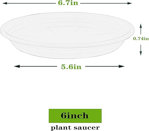Miniatura 2 de SAUCERHOME Paquete de 5 bandejas de plástico para macetas de 6, 8, 10, 12, 14, 16, 19, 20 pulgadas, platillos de plástico para macetas y bandejas de