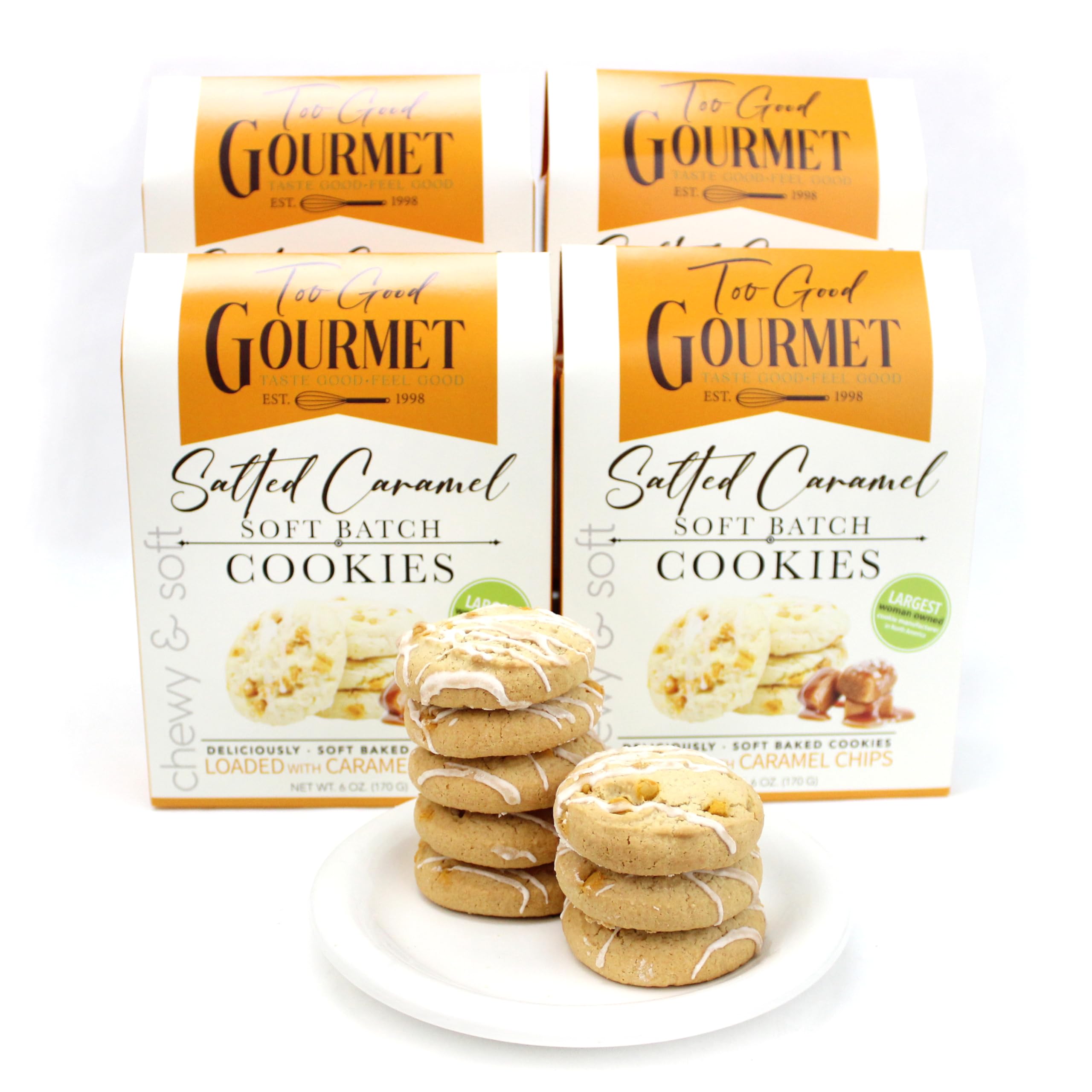 Salted Caramel Cake Batter Cookies by Too Good Gourmet, 3-Pack, Soft & Chewy Small Batch Cookies with Caramel Chips, Premium Treats for Parties, Gifts, Snacks