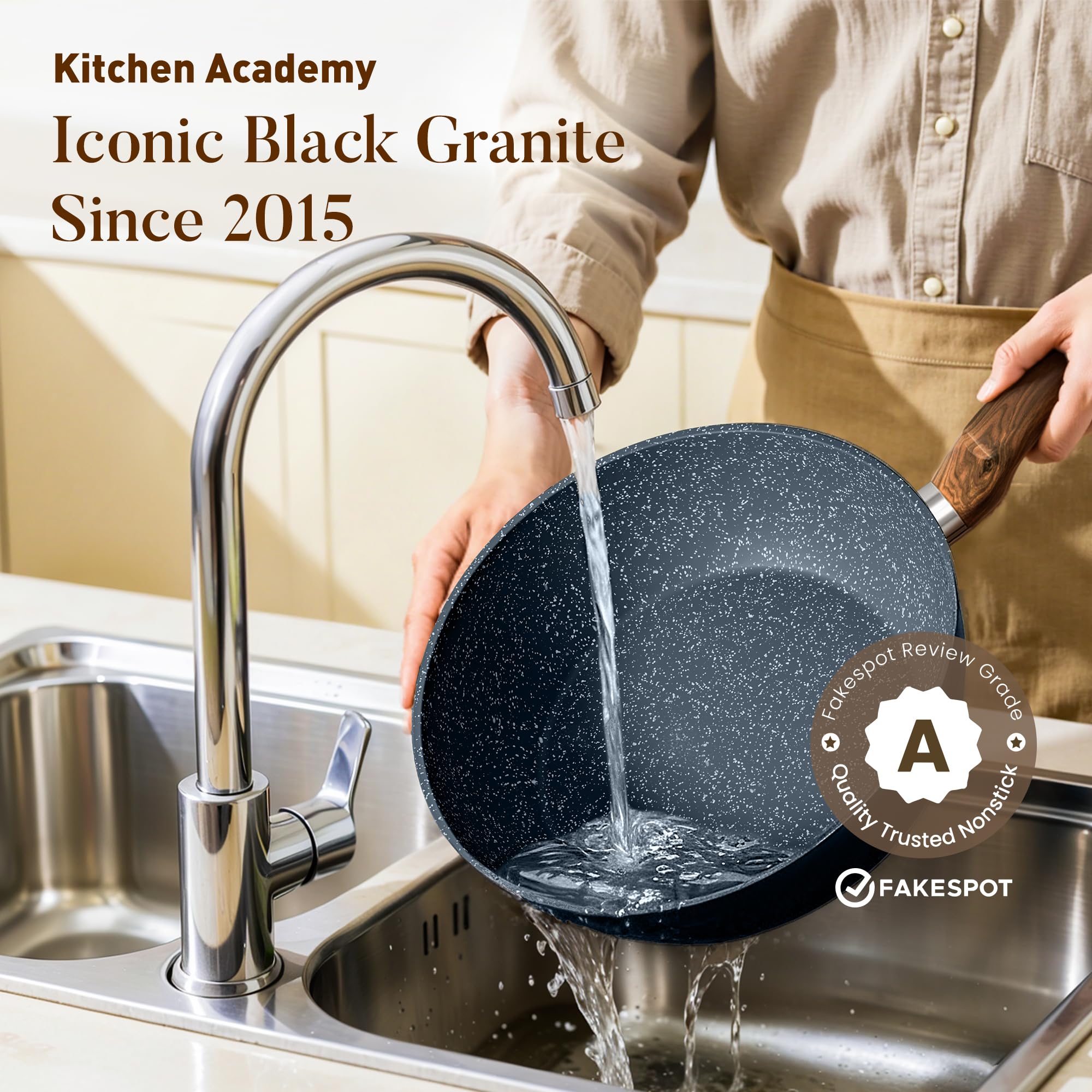 Kitchen Academy Batterie Cuisine Induction 12 Pièces de Casserole et Poêle | Antiadhésive en Granite Batterie de Cuisine Tout Feux, 100% Sain et Sans PFOA ni PFOS, Facile à Nettoyer