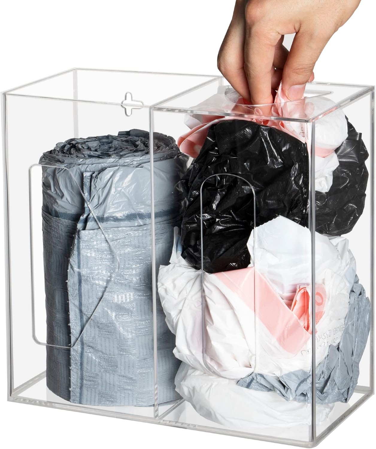 SEANADO Grocery Bag Holder & Trash Bag Roll Dispenser Clear