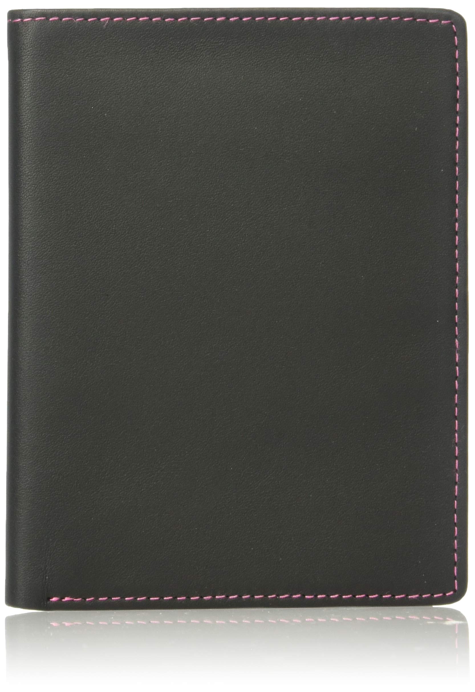 Royce Leather Rfid Blocking Bifold Passport Currency Travel Wallet Bi-Fold Wallet, Black and Pink