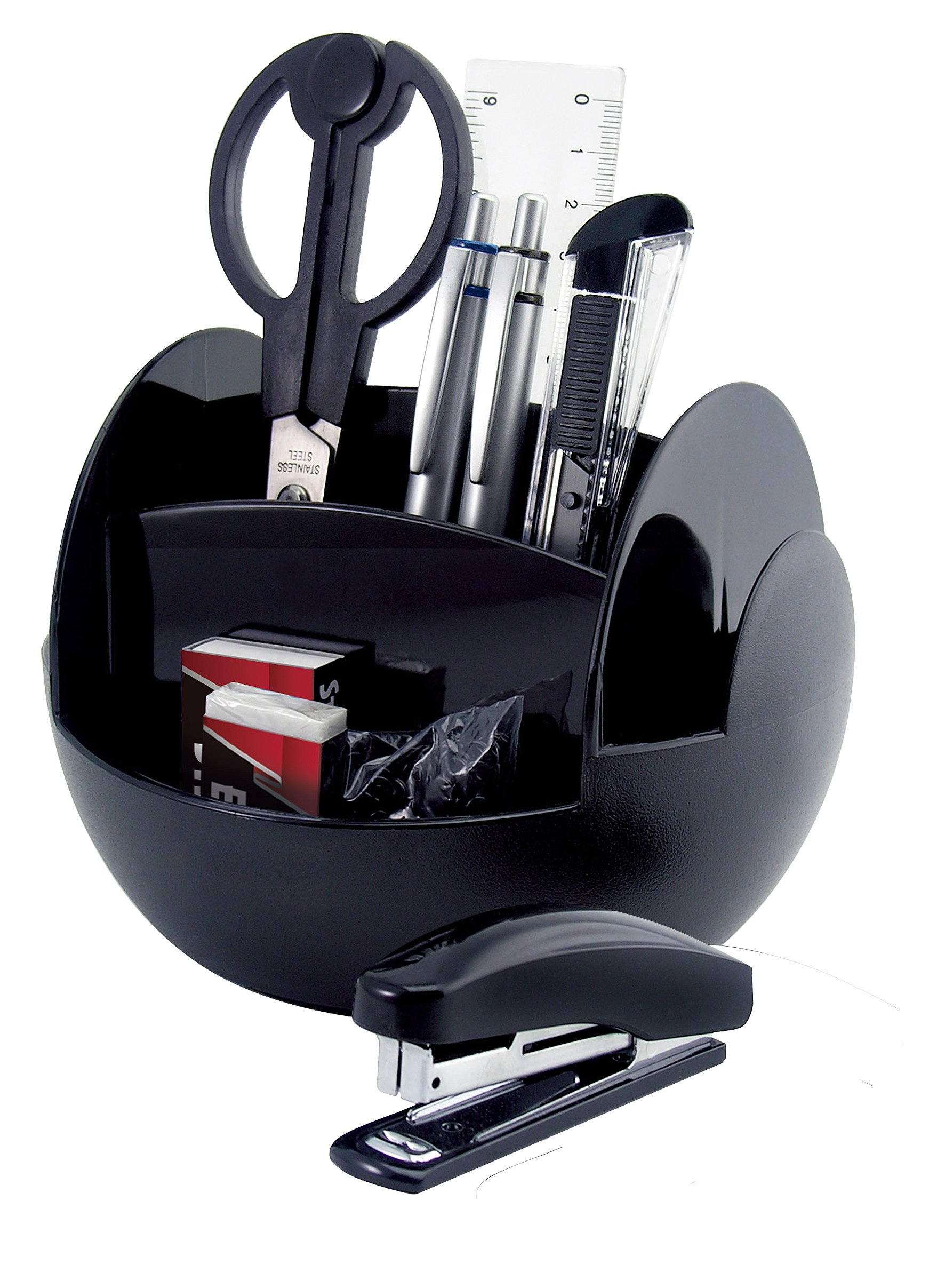 Pavo Desk Organizor - Juego de escritorio de 9 piezas, incluye organizador giratorio, color negro