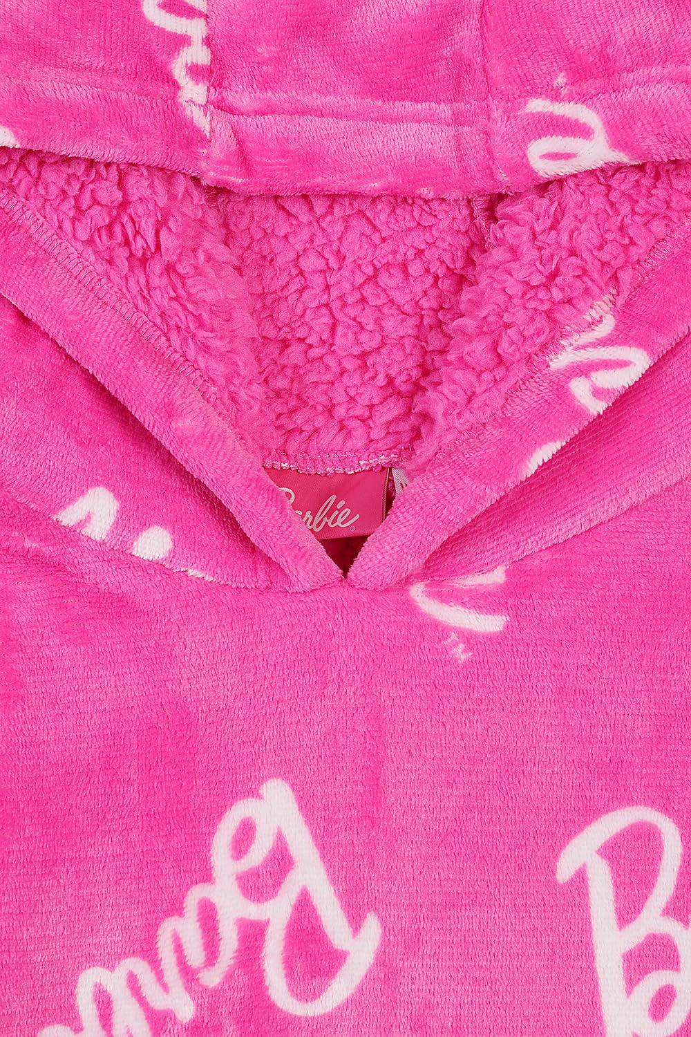 Barbie Sweat à capuche en polaire rose entièrement doublé pour filles, couverture polaire surdimensionnée pour enfants