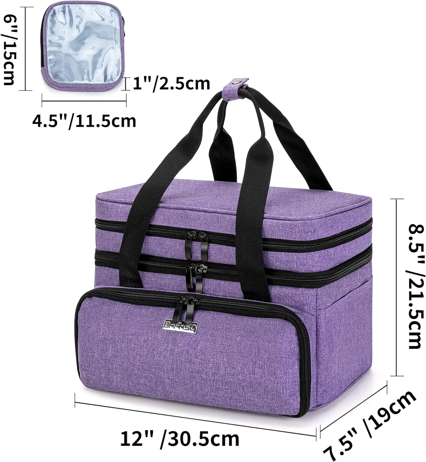 BAFASO Double Layer Sewing Accessories Organizer with 2 Detachable Pouches, Large Sewing Storage Bag for Sewing Tools (Bag ONLY), Purple