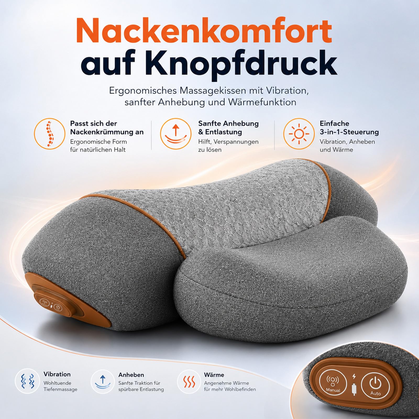 Theatex 3-In-1 Massagegerät Nacken, Original Theatex 3-In-1 Massagegerät, Drei Erweiterte Funktionen: Vibration, Wärmeanwendung Und Traktion, Ein Entspannendes Und Wohltuendes Massageerlebnis