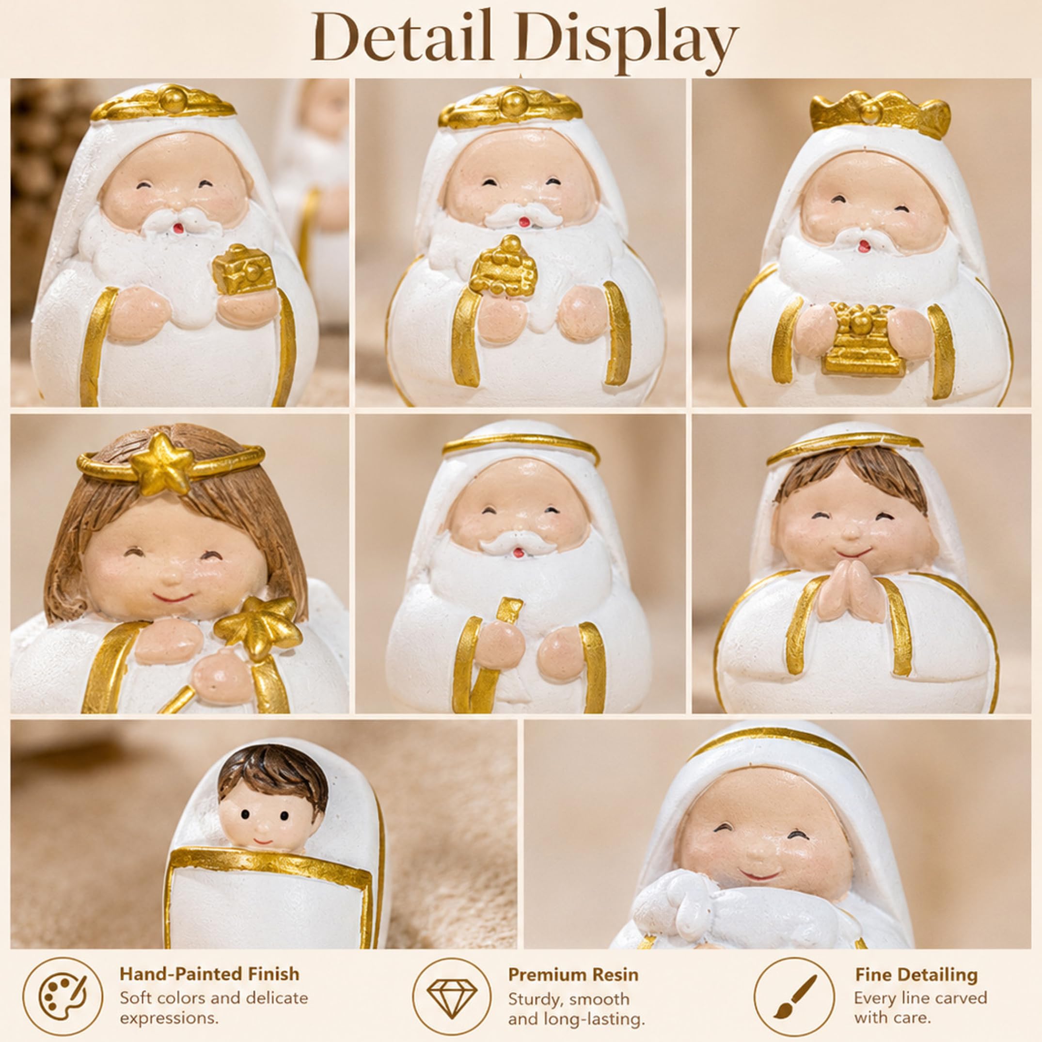 Set per presepe da 11 pezzi, simpatico set per presepe di Natale in resina