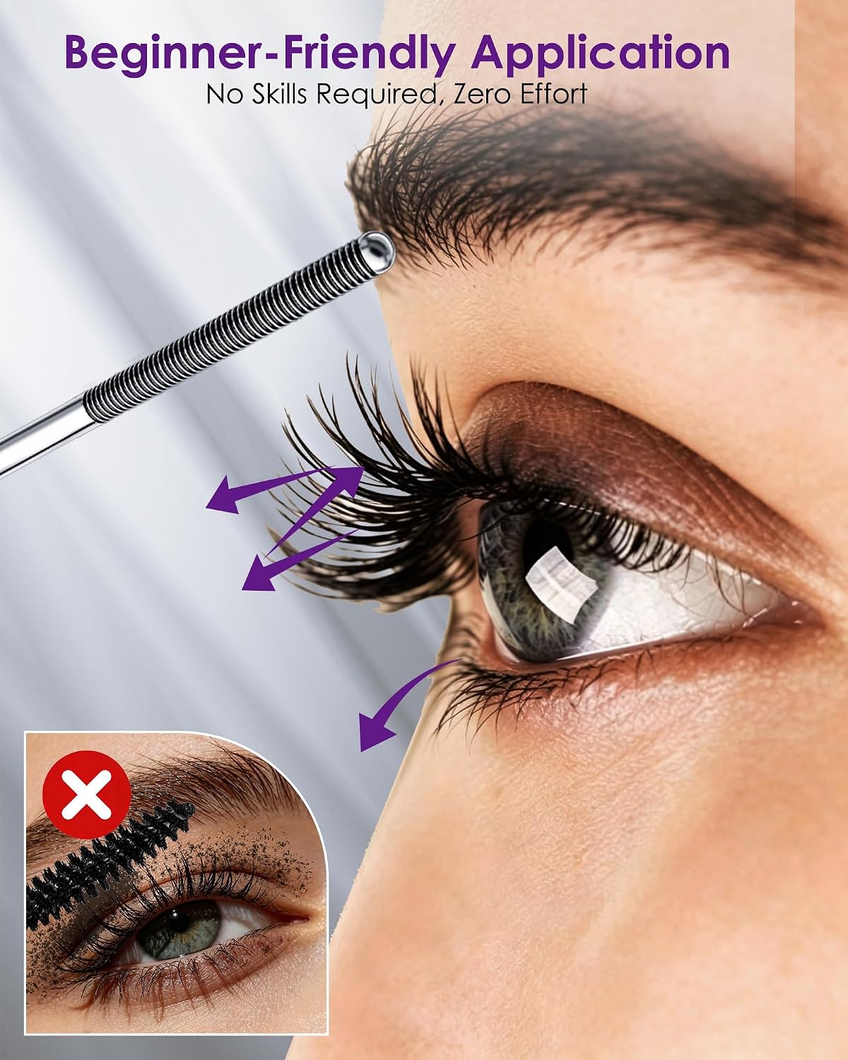 JNGJBL Iron Wand Mascara, Metal Wand Mascara, Waterproof Black Mas-cara for Volume & Length, 5D Curling, Smudge-Proof, Clump-Free, Long-Lasting Lash Definer 1PCS