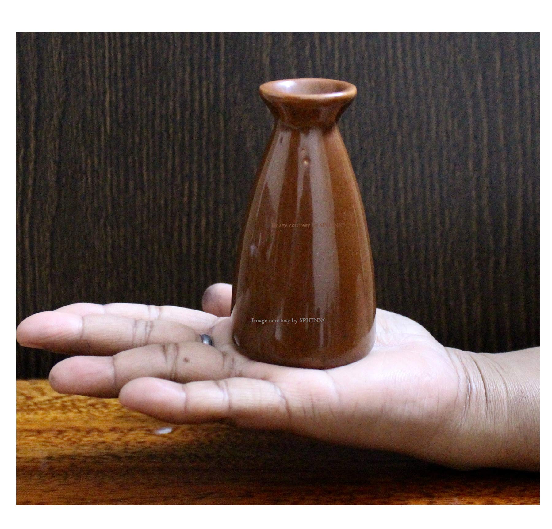 SPHINX Tiny Stoneware Ceramic Vase/Diffuser Pot Capacity 50 ml- 1 piece (Height: Approx. 9.3 cms/3.7 Inches)- Brown