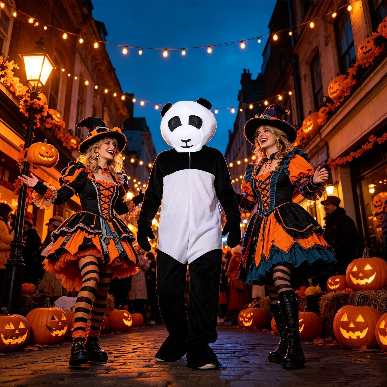 Kostium zwierzęcy dla dorosłych urocza odzież na Halloween dla dorosłych cosplay | Z kapturem Panda ubrania dla mężczyzn kobiet przyjaciół impreza klub szkolny urodziny wakacje