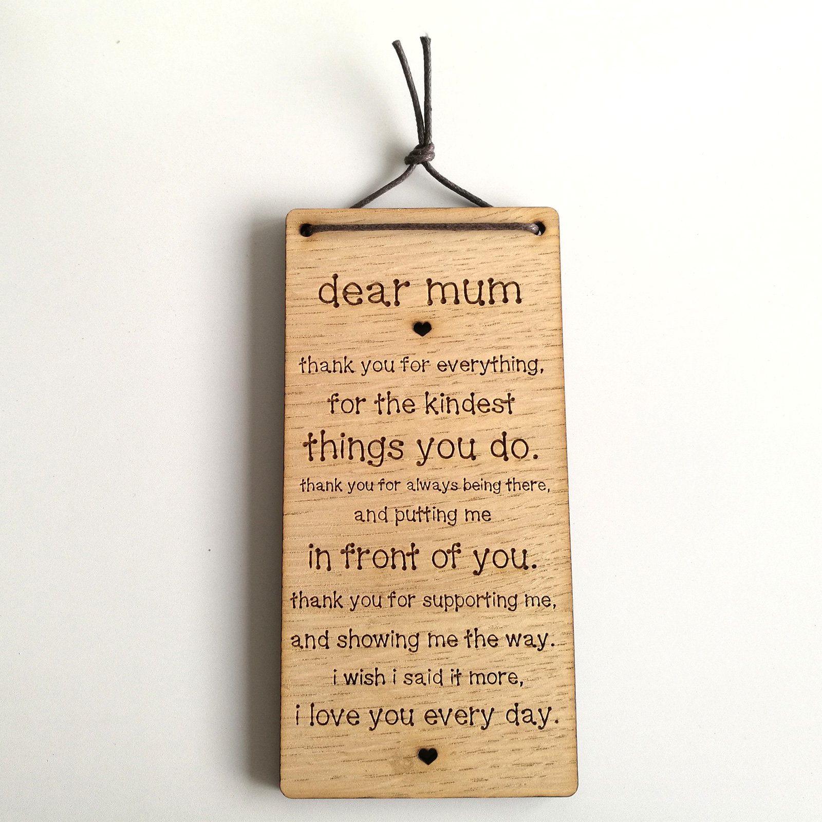 Targa In Legno A Forma Di Cuore Con Scritta 'Thank You Mum For Giving