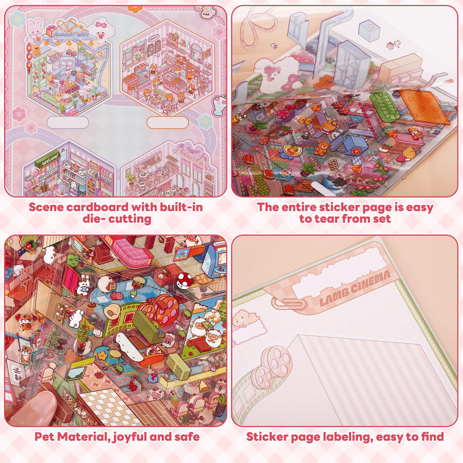 20 Sets DIY 3D House Stickers Scene Kit,3D Miniature Scene Therapy,Stress Relief Sticker Scenes with 2 Tweezers for Adults Kids Teens - Image 3