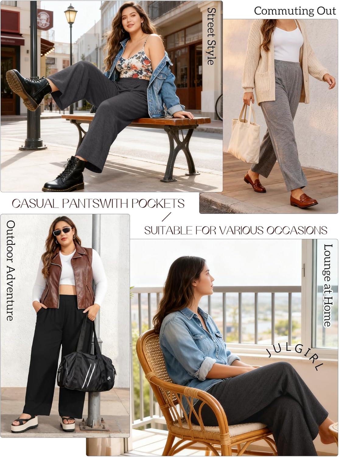 3 Pack Women's Plus Size Sweatpants, High Waist Wide Leg Pants, Loose Casual Pajama Pants, Yoga Pants with Pockets - Image 3