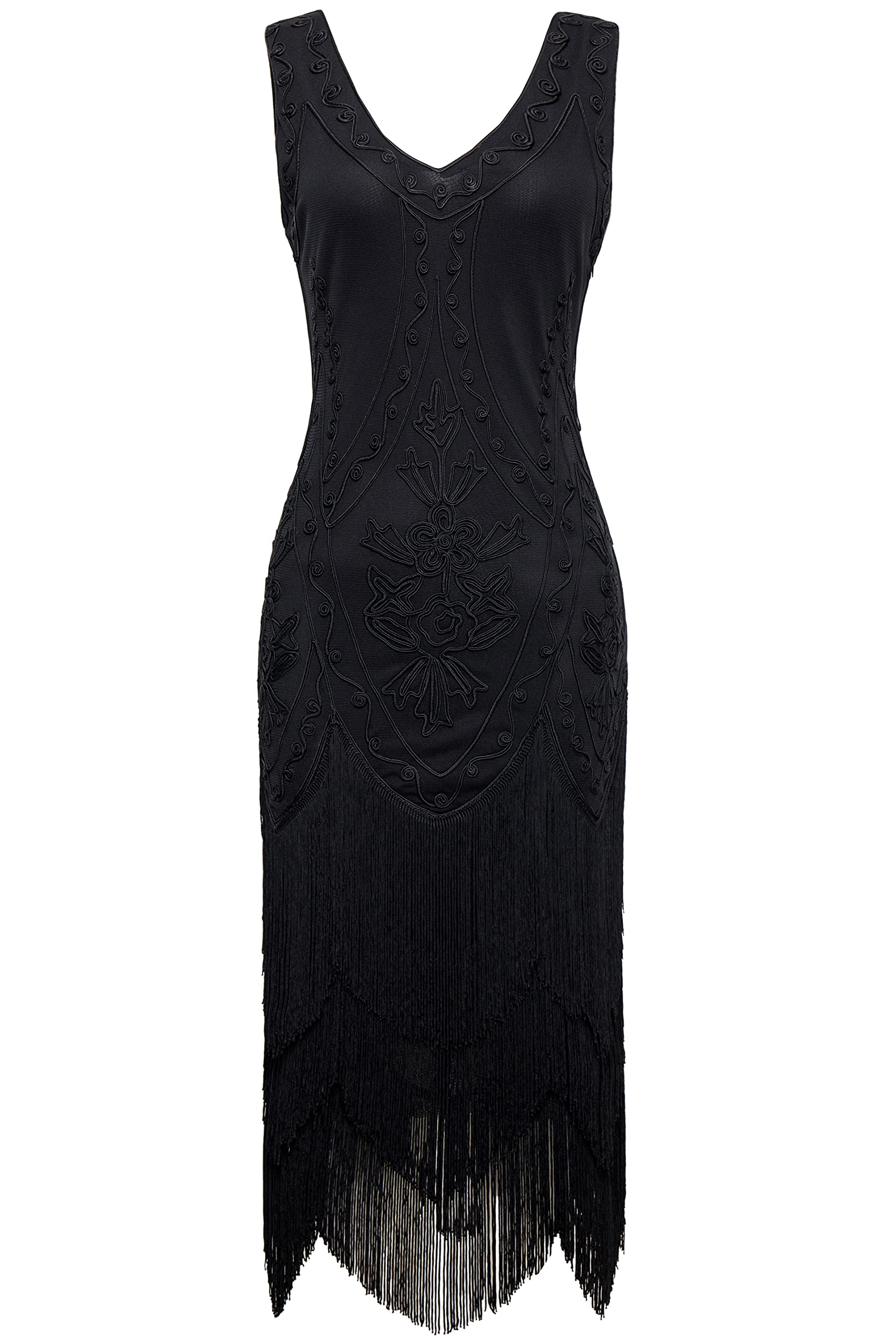 Coucoland des années 1920 Flapper Sequin perlé Robe de soirée Art Déco des années 1920 des Femmes Flapper Robe Great Gatsby Costume