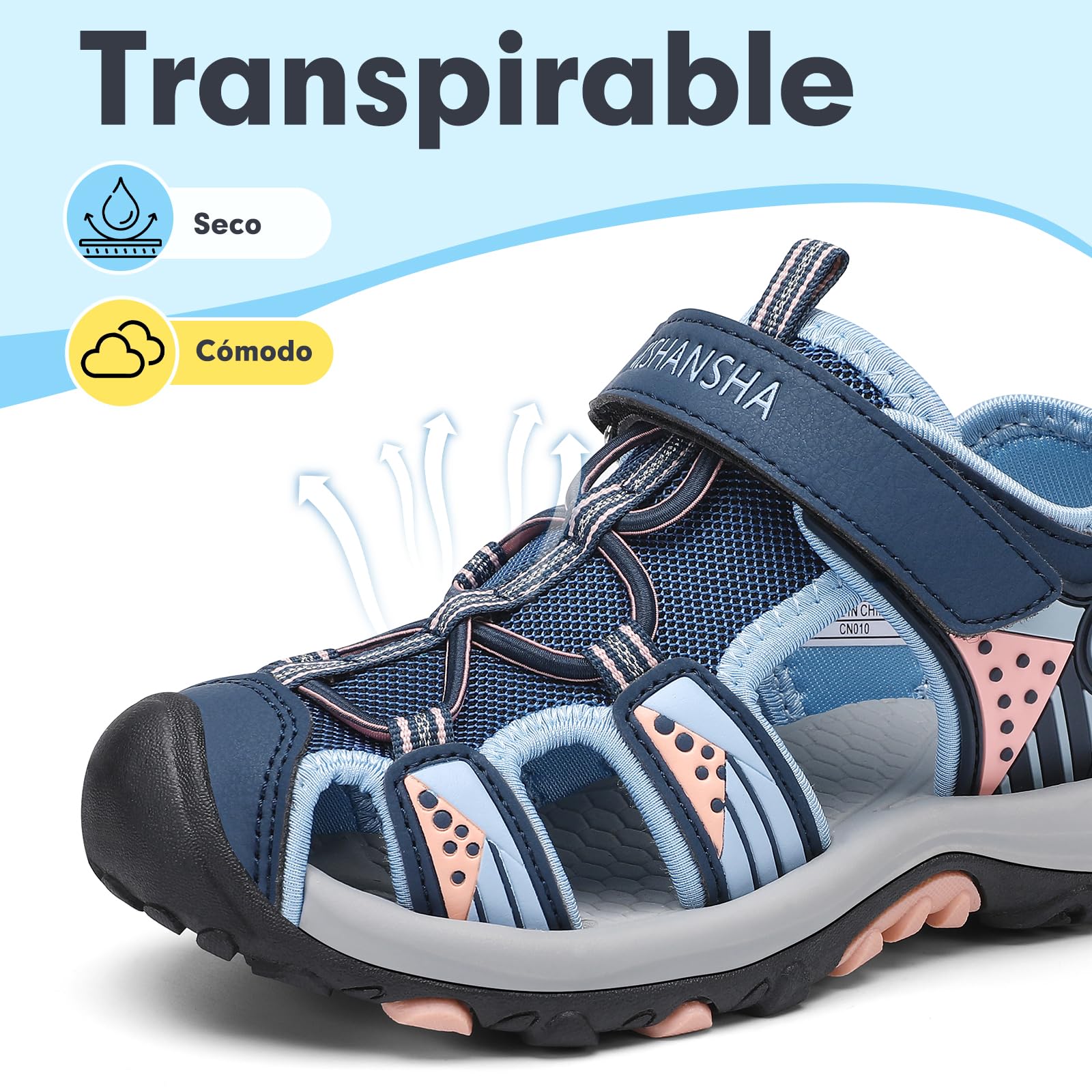 Mishansha Sandalias Deportivas niños Verano Zapatos al Aire Libre Transpirable Punta Cerradas 24-39 EU