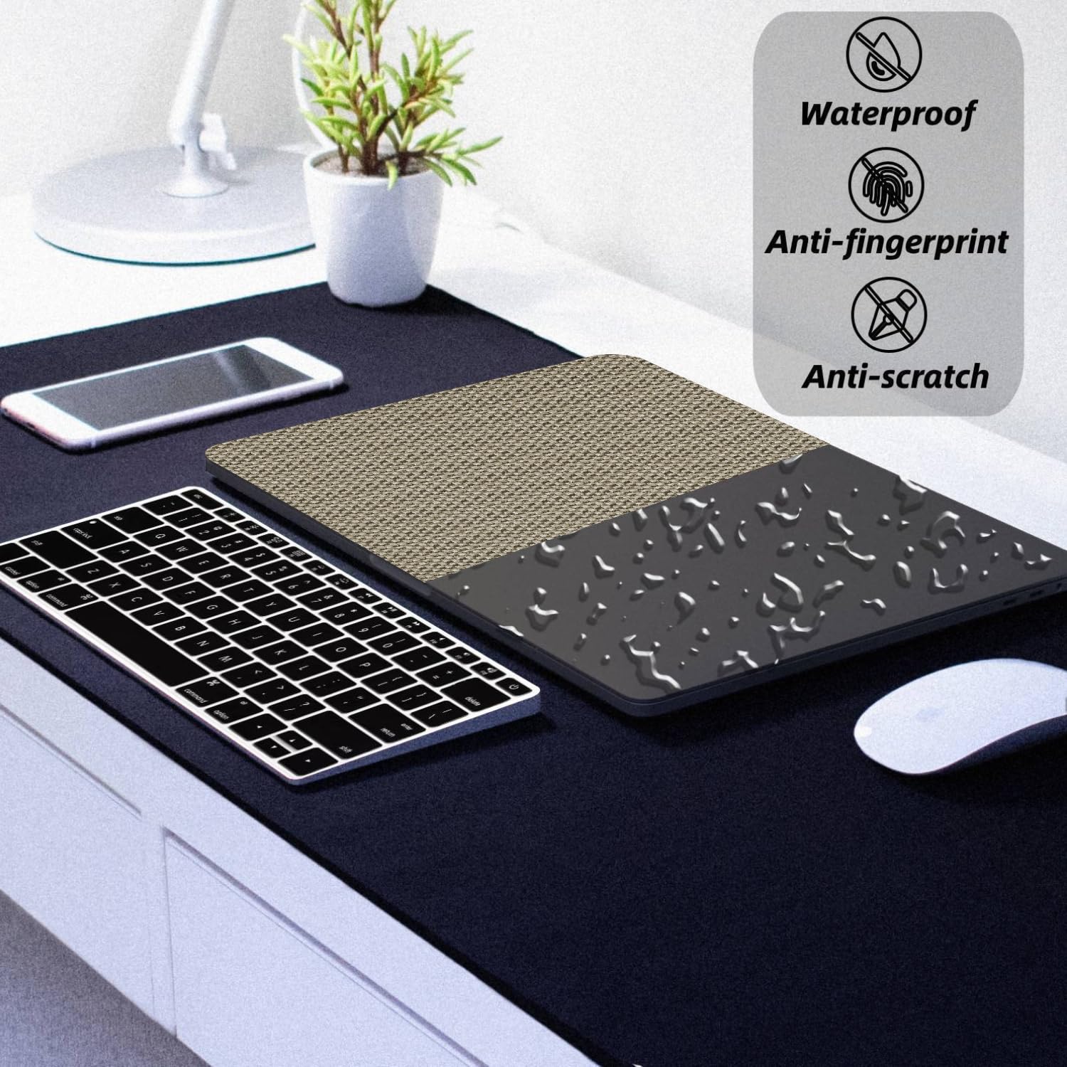 Cover Rigida Compatibile con MacBook Pro 14 Pollici 2023-2021 Modello M3 A2992 A2918 M2 A2779 M1 A2442 con Touch ID, Custodia Protettiva Case in Pelle Cover & Copritastiera, Paglia kaki