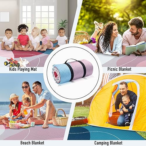 Miniatura 7 de PY SUPER MODE Mantas de pícnic extra grandes, impermeables, plegables, para exteriores, de gran tamaño, 83 x 79 pulgadas, a prueba de arena, tapete