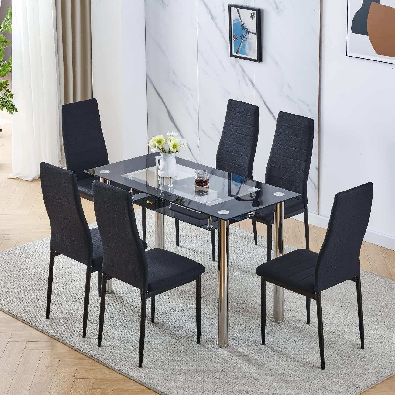Amazon.com - HomeSailing 7 Pieces Dining Kitchen Room Chairs and 2 ...