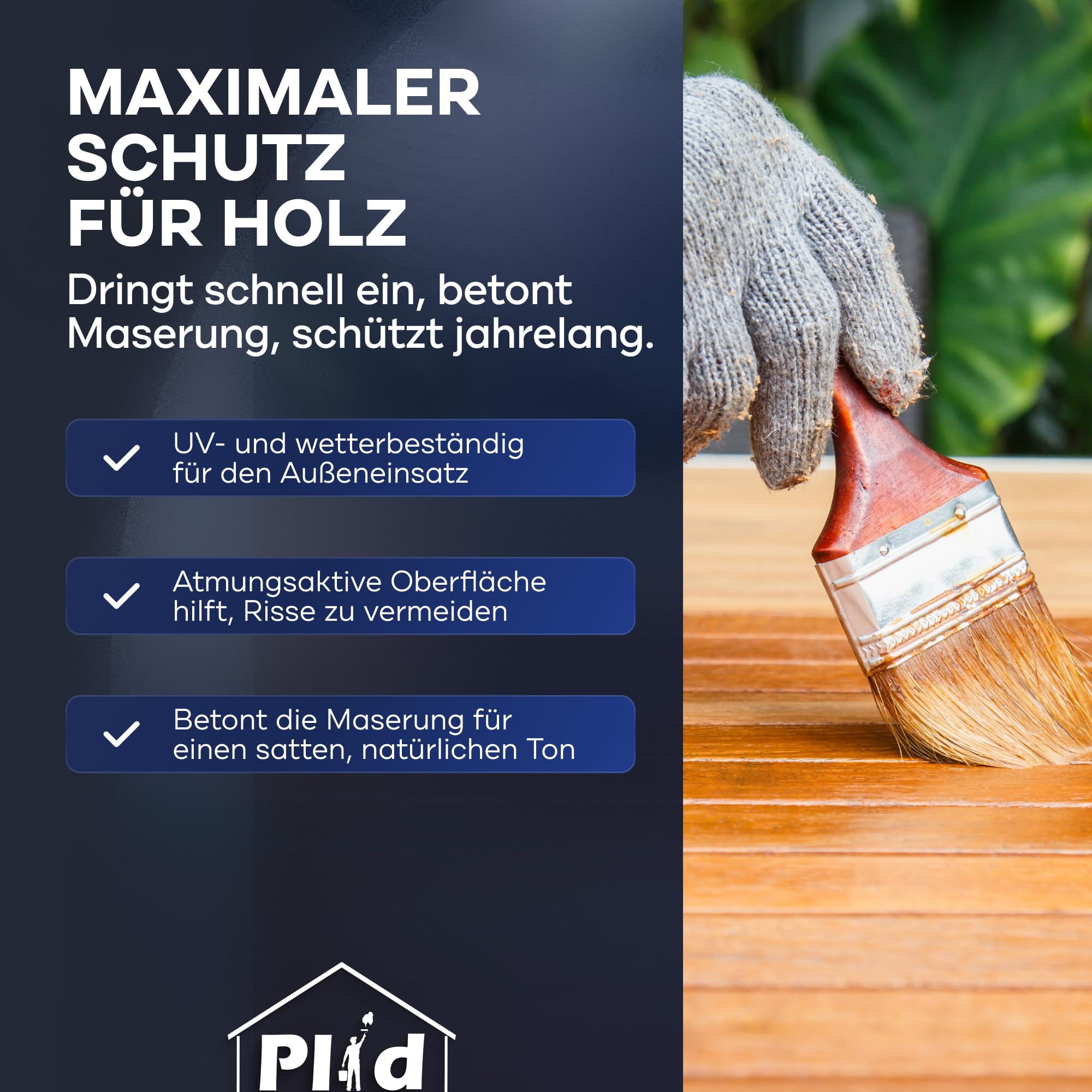 PLID® Barniz para madera de palisandro para interior y exterior, 5 l, barniz protector para madera exterior con protección UV resistente a los rayos UV, imprimación para madera exterior, gel protector