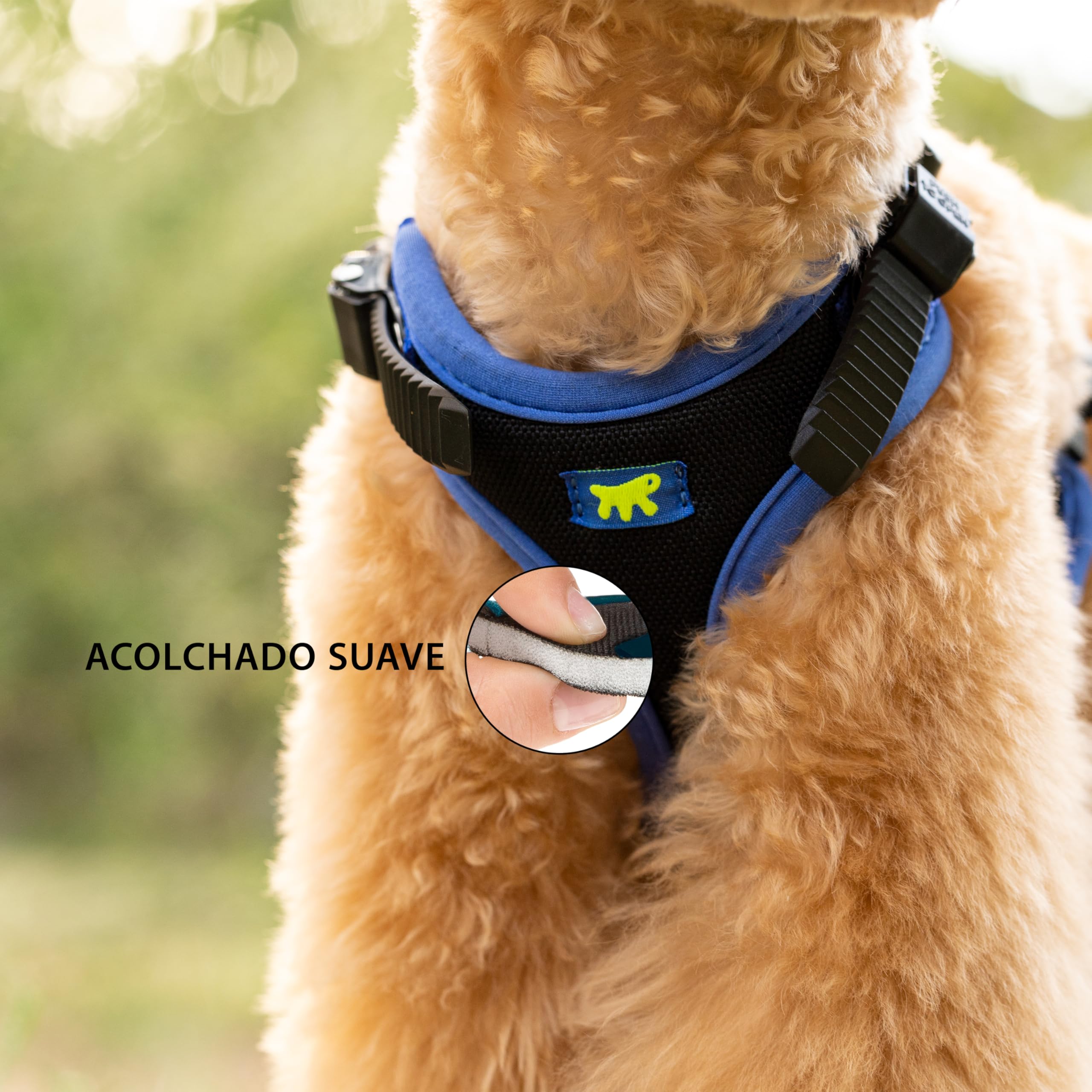 Ferplast Arnés para Perros medianos ERGOCOMFORT, Ajustable, cómodo, Acolchado, de fácil colocación y extracción, Talla M, máximo 30 kg. Azul.