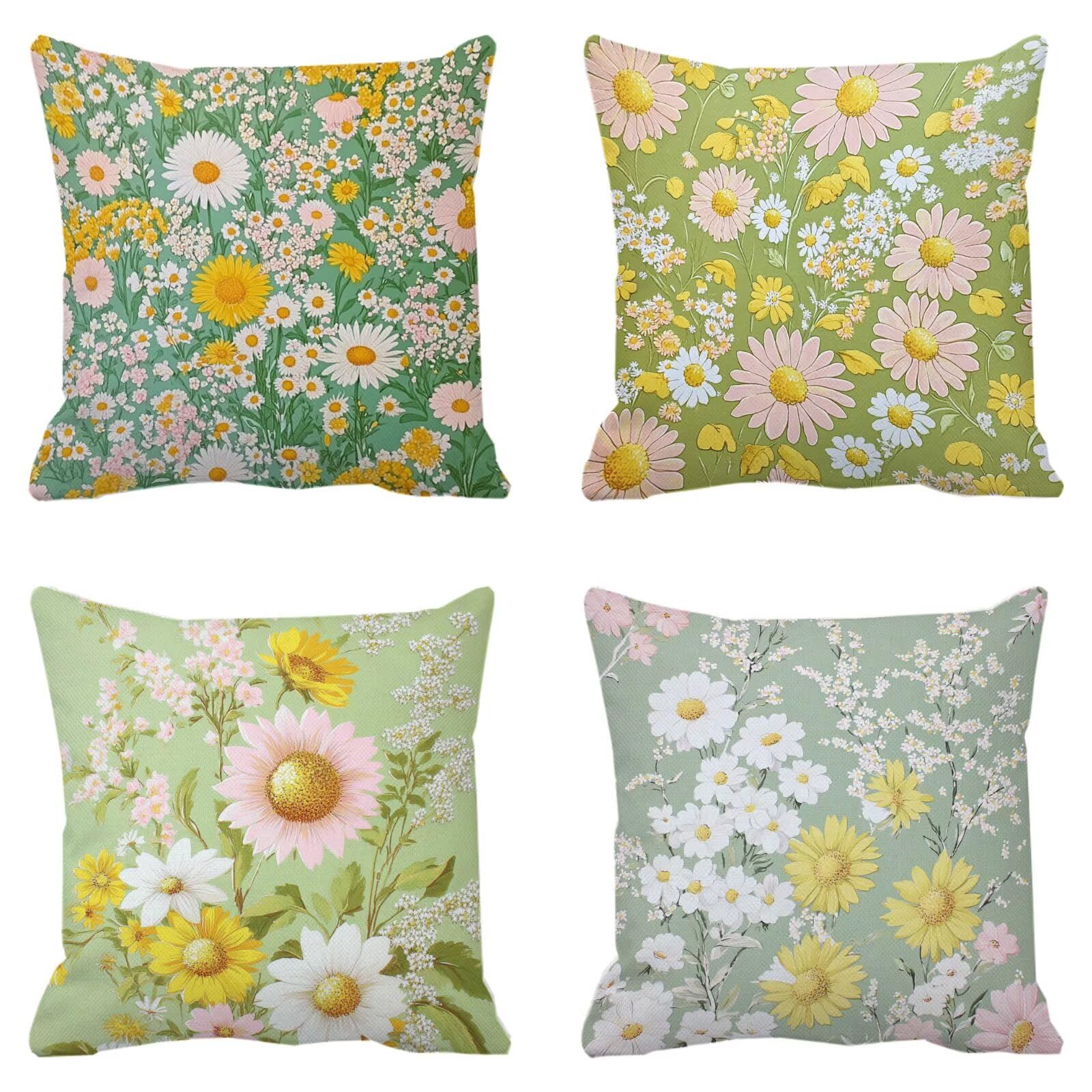 Federe Cuscini Divano 40x40cm, Federa Cuscino Beige Fiore Quadrati Copricuscini Super Morbido Copri Cuscini Per Divano, Cuscino Decorativo da Esterno Giardini, Per Soggiorno Camera Divani Sedie P-404