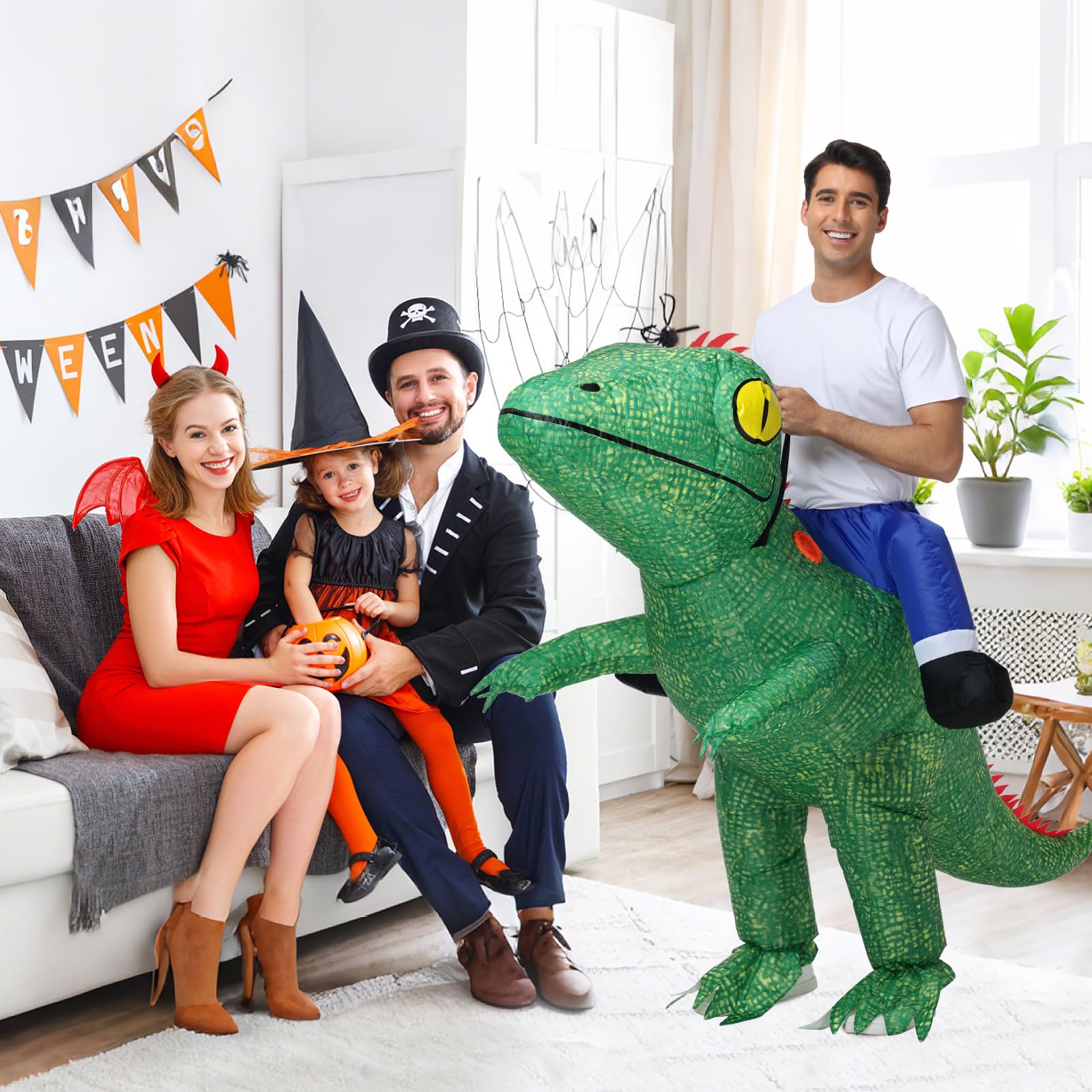 Anroong Inflatable Lizard Costume for Adult Halloween Chameleon Blow Up Iguana Ride on Costume Men Cosplay Party - Image 4