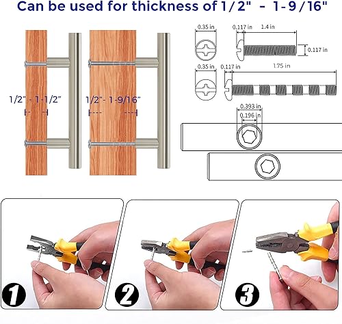 Miniatura 4 de Paquete de 15 tiradores de gabinete de 5 pulgadas de acero inoxidable en níquel cepillado para armarios de cocina, manijas de gabinete de 5 pulgadas