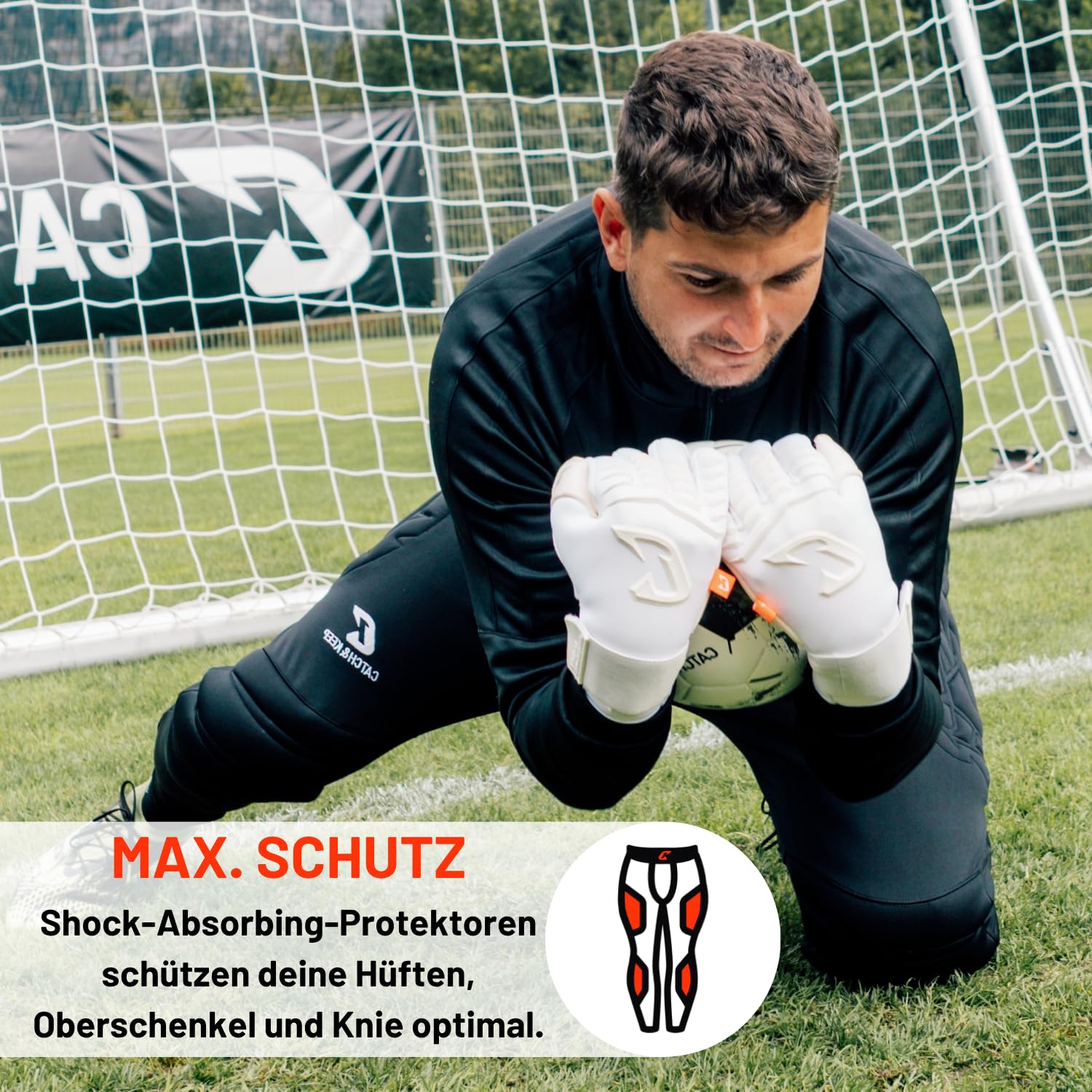 CATCH & KEEP Torwarthose Flight Protection lang - Premium Fußball Trainingshose - Sporthose für Herren, Damen und Kinder